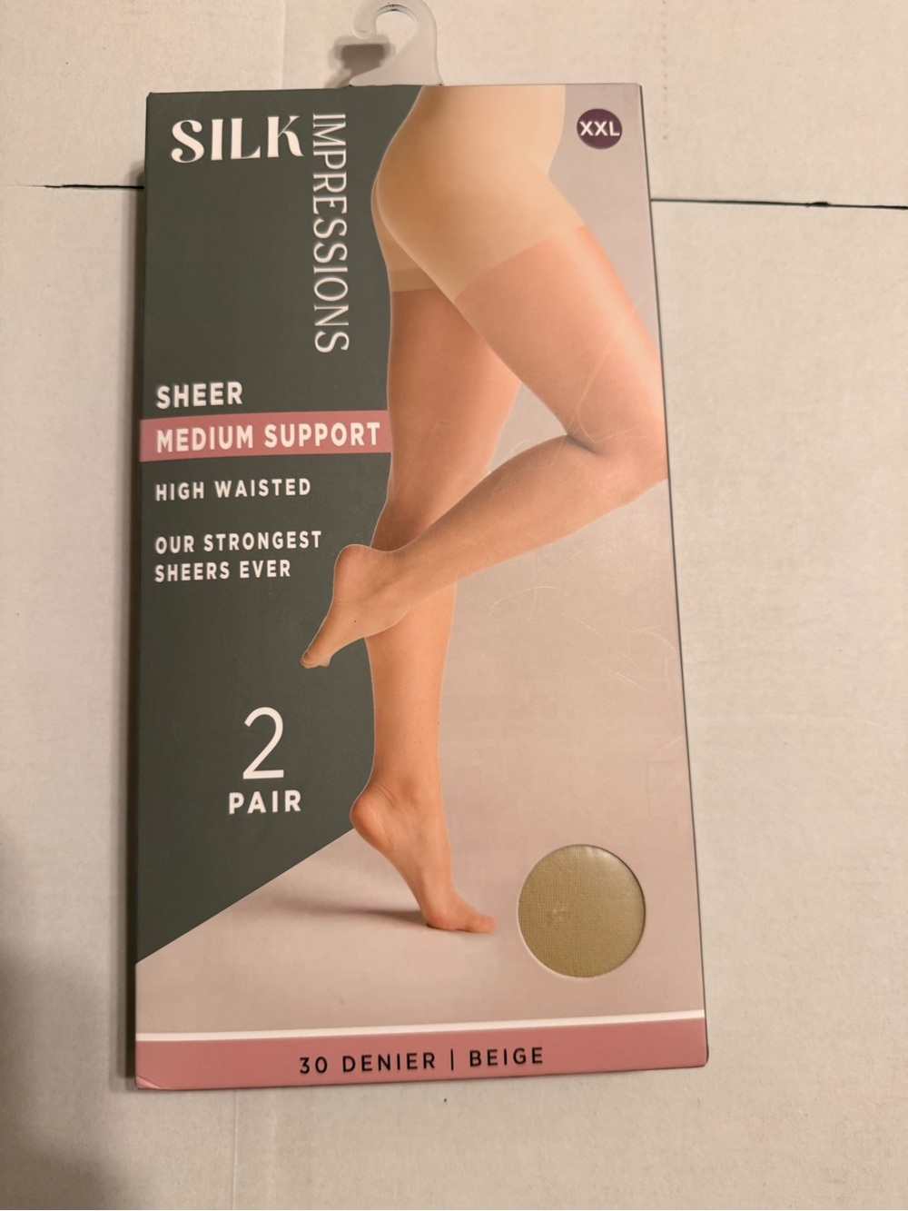 Impressions Sheer High-Waisted Hosiery - Beige (2 Pair, XXL)